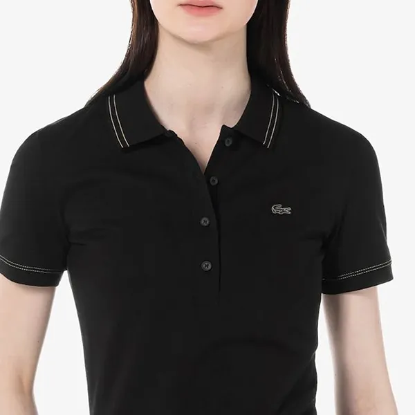 Áo Polo Nữ Lacoste Women Stitched Mini Piqué PF0086 54G 031 Màu Đen Size 34