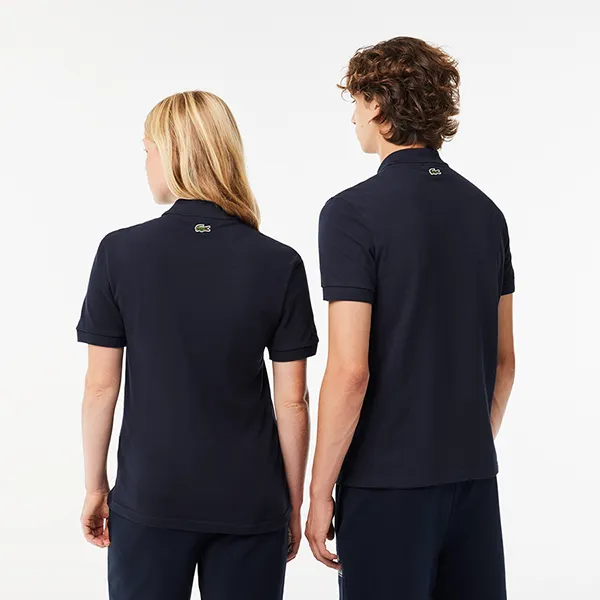 Áo Polo Unisex Lacoste Regular Fit Signature Print Pique PH6395 166 Màu Xanh Navy Size S