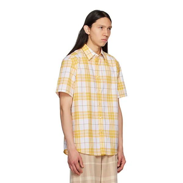 Áo Sơ Mi Nam Burberry Yellow Check Shirt Màu Vàng