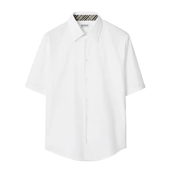 Áo Sơ Mi Cộc Tay Burberry Check 8104076 Màu Trắng Size S