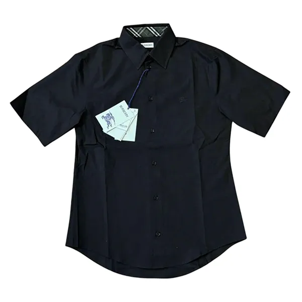 Áo Sơ Mi Cộc Tay Burberry Check Màu Đen Size XS