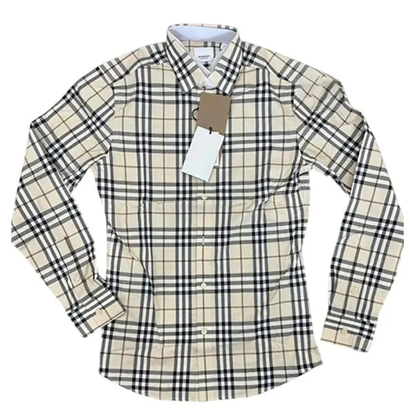 Áo Sơ Mi Dài Tay Nam Burberry Modern Beige IP Check 8104387 1006 Màu Be Kẻ Size M