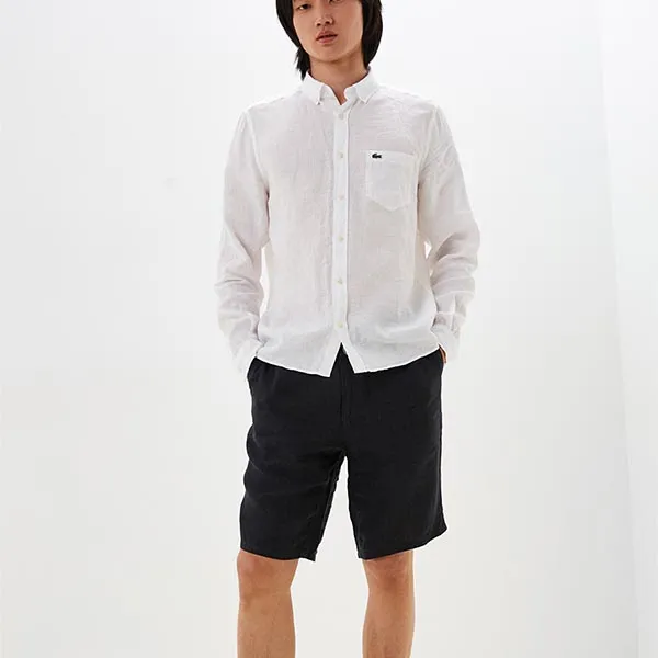 Áo Sơ Mi Dài Tay Nam Lacoste Men's Regular Fit Shirt Màu Trắng Size 38
