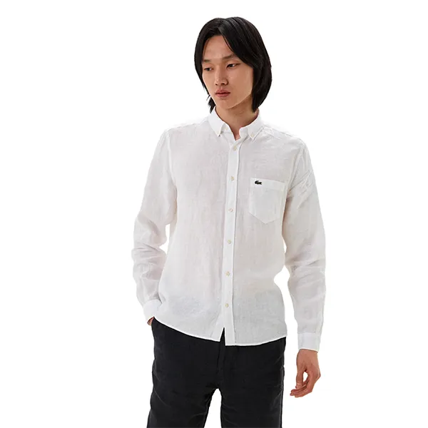 Áo Sơ Mi Dài Tay Nam Lacoste Men's Regular Fit Shirt Màu Trắng Size 38