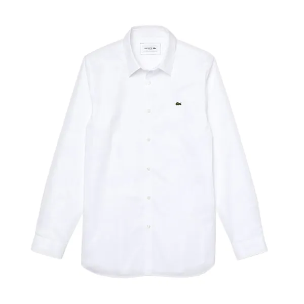 Áo Sơ Mi Dài Tay Nam Lacoste Men's Slim Fit Stretch Cotton Poplin Shirt CH2668 001 Màu Trắng Size 39