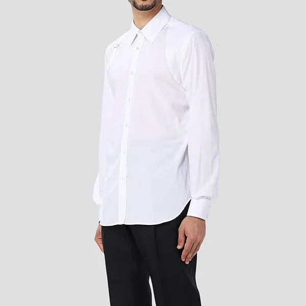 Áo Sơ Mi Nam Alexander Mcqueen With Strap Detail In White 624753 Màu Trắng Size 15+