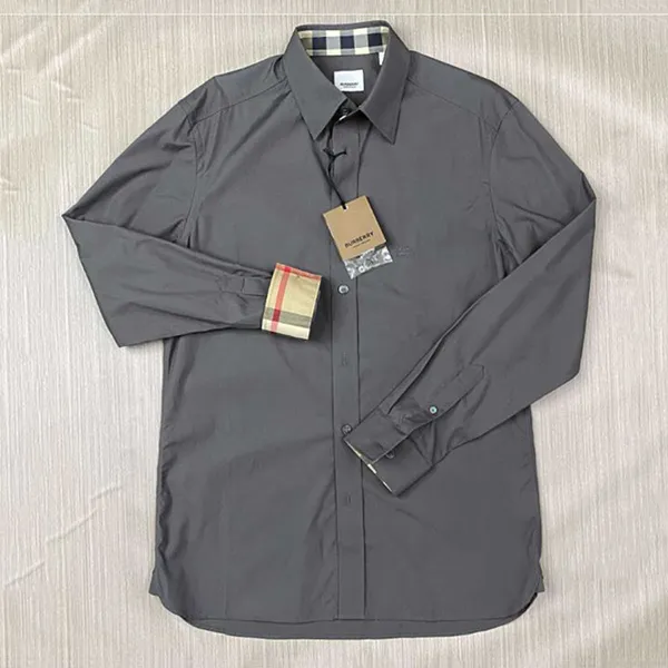 Áo Sơ Mi Nam Burberry Cambridge Long Sleeve Shirt Grey Màu Xám Đậm Size S