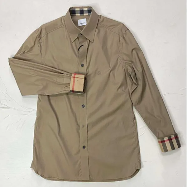 Áo Sơ Mi Nam Burberry Check Shirt Beige Màu Be Nâu Size S
