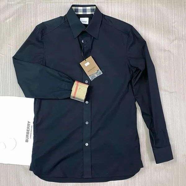 Áo Sơ Mi Nam Burberry Check Shirt Màu Xanh Đen Size XS