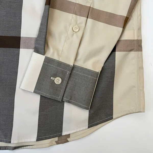 Áo Sơ Mi Nam Burberry Claverdon Long-sleeved Checked Cotton In Beige 81054661 Màu Be Size S