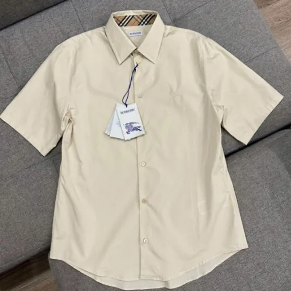 Áo Sơ Mi Nam Burberry Cotton Poplin 8105136 Màu Be Nhạt Size S