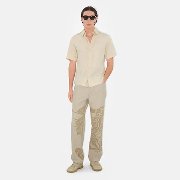 Áo Sơ Mi Nam Burberry Cotton Poplin 8105136 Màu Be Nhạt Size S