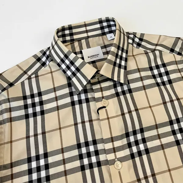 Áo Sơ Mi Nam Burberry Shefford Check Long-sleeve In Beige 81043791 Màu Be Size XS