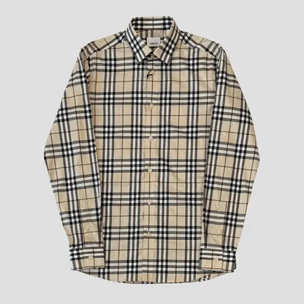 Áo Sơ Mi Nam Burberry Shefford Check Long-sleeve In Beige 81043791 Màu Be Size XS