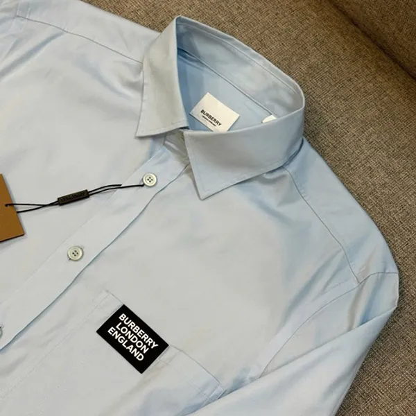 Áo Sơ Mi Nam Burberry Tag Màu Xanh Blue Size S