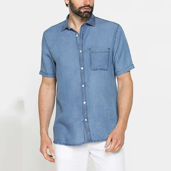 Áo Sơ Mi Nam Carrera Jeans Lyocell Denim 211C1227A_500 Light Blue Màu Xanh Nhạt Size L