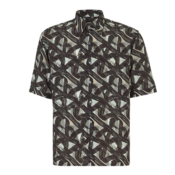 Áo Sơ Mi Nam Fendi Multicolor Viscose Shirt Màu Xám Size 39