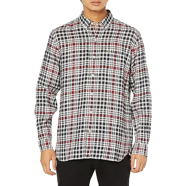 Áo Sơ Mi Nam Lacoste CH9869L Regular Fit Official Linen Check Button Down Shirt Phối Màu Size 39