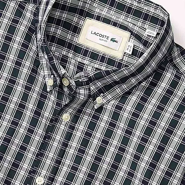 Áo Sơ Mi Nam Lacoste Slim Fit CH5269-BUG Màu Xanh Kẻ Size 38