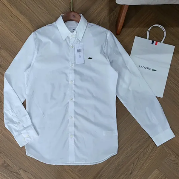 Áo Sơ Mi Nam Lacoste Slim Fit Logo Shirt Màu Trắng Size 38