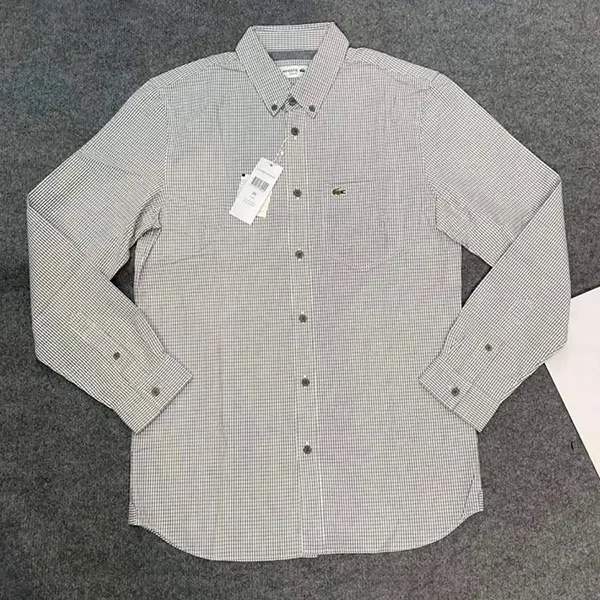 Áo Sơ Mi Tay Dài Nam Lacoste Men's Regular Fit Màu Xám Trắng Size 39