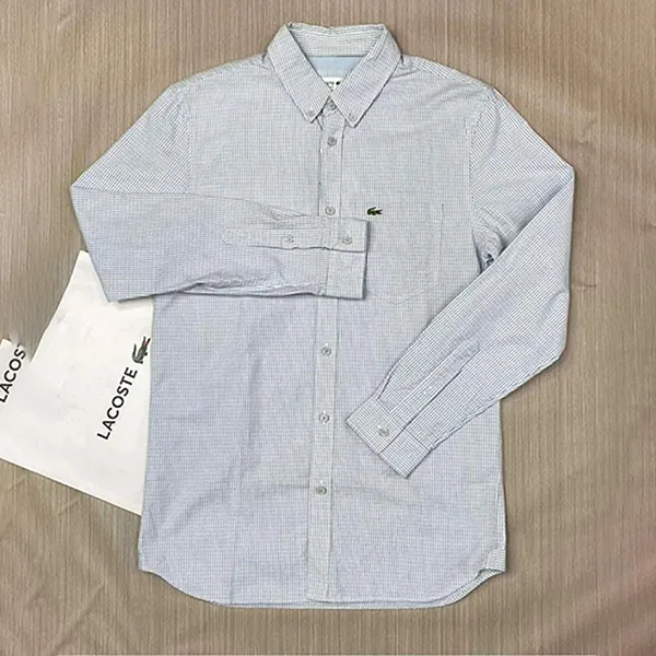 Áo Sơ Mi Tay Dài Nam Lacoste Regular Fit Màu Ghi Xám Size 38
