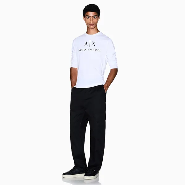 Áo Thun Dài Tay Nam Armani Exchange 8NZTCH Z8H4Z Màu Trắng Size M