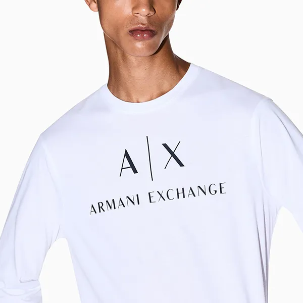 Áo Thun Dài Tay Nam Armani Exchange 8NZTCH Z8H4Z Màu Trắng Size M