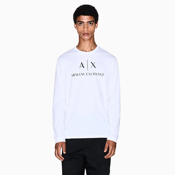 Áo Thun Dài Tay Nam Armani Exchange 8NZTCH Z8H4Z Màu Trắng Size M