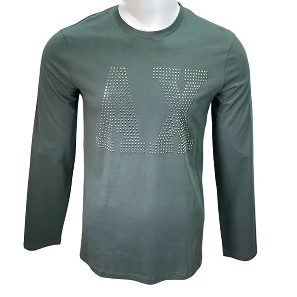 Áo Thun Dài Tay Nam Armani Exchange Đính Hạt 7VZTHM ZJH4Z Màu Xanh Lá Size XS