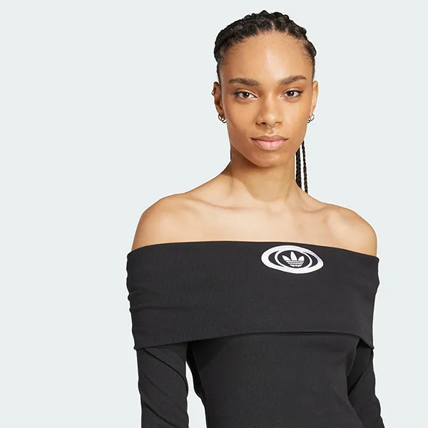 Áo Thun Dài Tay Trễ Vai Nữ Adidas Originals Off Shoulder Long-Sleeve Top KA2690 Màu Đen Size XS (Form Âu)