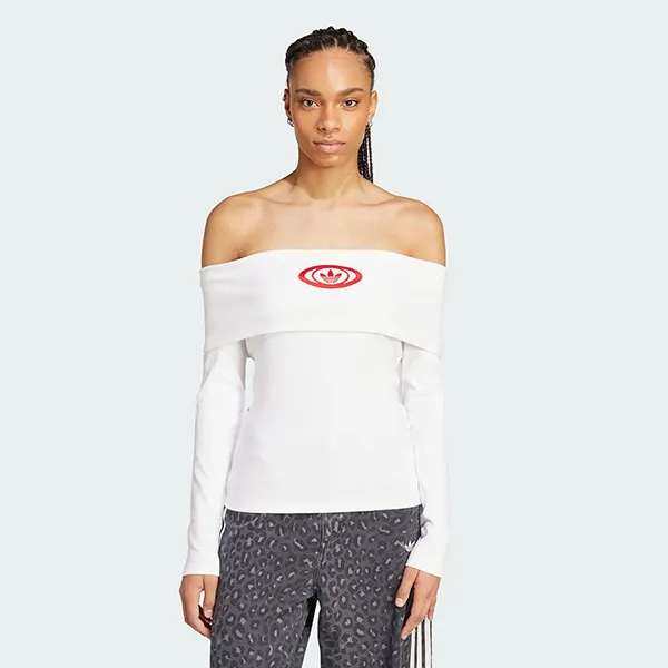 Áo Thun Dài Tay Trễ Vai Nữ Adidas Originals Off Shoulder Long-Sleeve Top KA2691 Màu Trắng Size S (Form Âu)