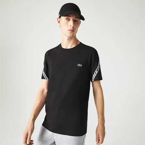 Áo Thun Lacoste Men's Regular Fit Printed Bands T-Shirt TH9873 00 031 Màu Đen Size 4