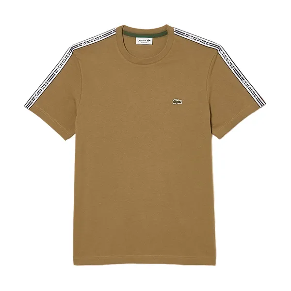 Áo Thun Nam Lacoste Regular Fit Logo Stripe T-Shirt TH5071 SIX Màu Nâu Size 3