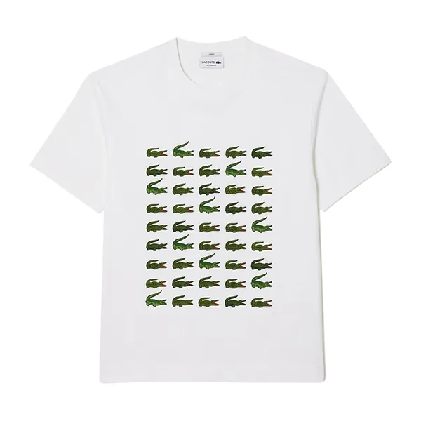 Áo Thun Lacoste Unisex Relaxed Fit Iconic Print T-Shirt TH1311 001 Màu Trắng Size 2