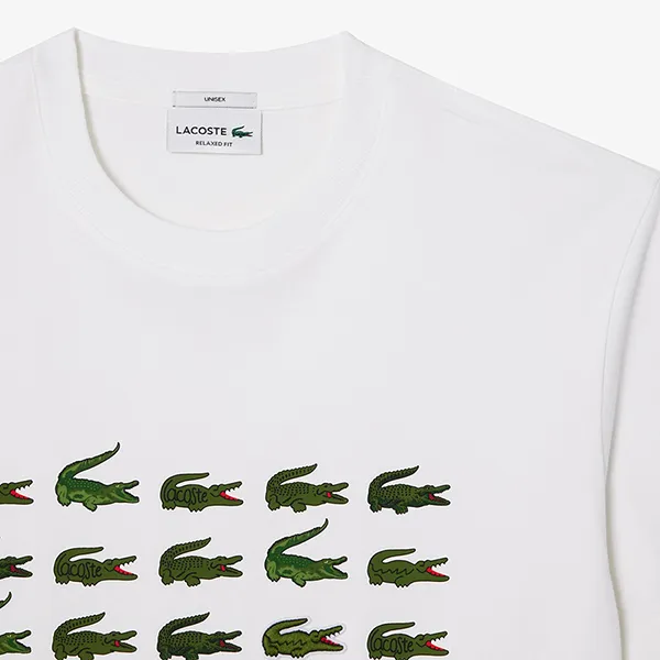 Áo Thun Lacoste Unisex Relaxed Fit Iconic Print T-Shirt TH1311 001 Màu Trắng Size 2