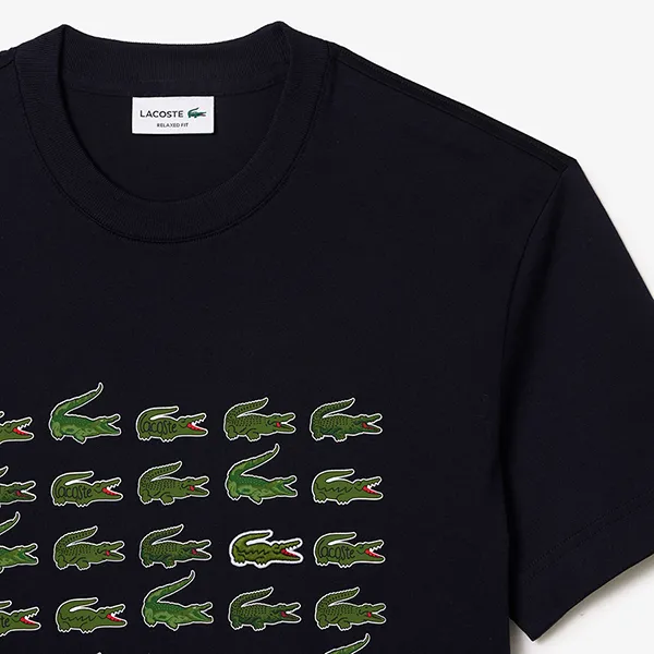 Áo Thun Lacoste Unisex Relaxed Fit Iconic Print T-Shirt TH1311 HDE Màu Xanh Navy Size 2