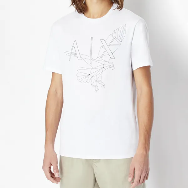 Áo Thun Nam Armani Exchange Chữ Chim Ưng 3RZTBF ZJ9TZ Tshirt Màu Trắng Size L