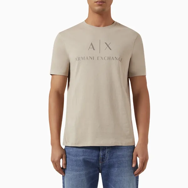 Áo Thun Nam Armani Exchange Chữ Xám Ngang 8NZTCJ Z8H4Z Tshirt Màu Nâu Size S