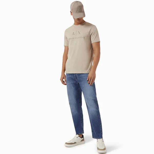 Áo Thun Nam Armani Exchange Chữ Xám Ngang 8NZTCJ Z8H4Z Tshirt Màu Nâu Size S