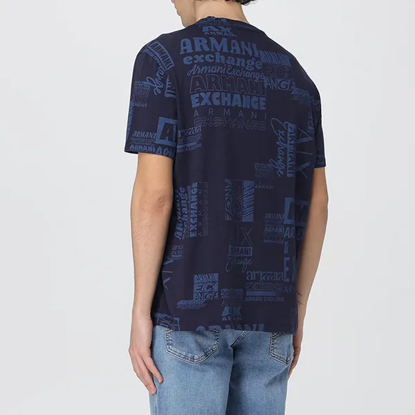 Áo Thun Nam Armani Exchange Nhiều Chữ 3DZTHW ZJ8EZ Tshirt Màu Xanh Navy Size XS