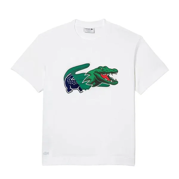 Áo Thun Nam Lacoste Men's Holiday Relaxed Fit Oversized Crocodile T-Shirt TH1410 001 Màu Trắng Size 2