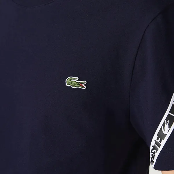 Áo Thun Nam Lacoste Men's Regular Fit Printed Bands T-Shirt TH9873 166 Màu Xanh Navy Size 3