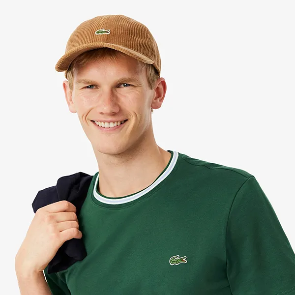 Áo Thun Nam Lacoste Men's Regular Fit Ribbed Collar Cotton Tshirt TH9903 51 132 Màu Xanh Lá Size 3