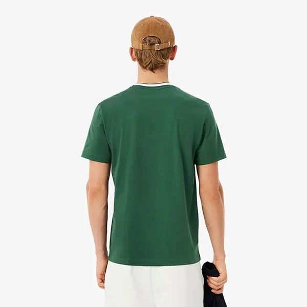 Áo Thun Nam Lacoste Men's Regular Fit Ribbed Collar Cotton Tshirt TH9903 51 132 Màu Xanh Lá Size 3