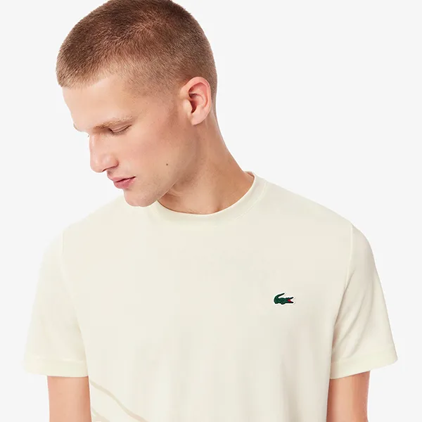 Áo Thun Nam Lacoste Men's Ultra Dry Printed Tennis T-Shirt TH4753-51 XFJ Màu Kem