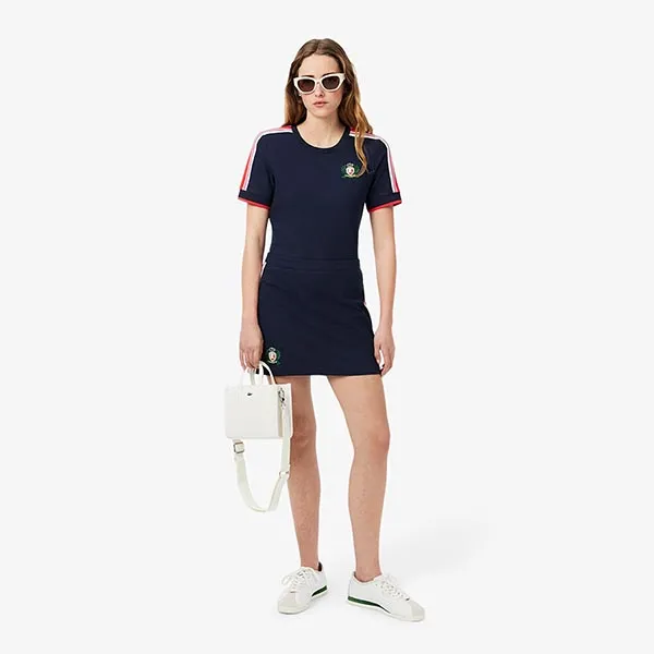 Áo Thun Nữ Lacoste Women's Made In France Textured Piqué T-Shirt TF9630 51 166 Màu Xanh Navy Size 34