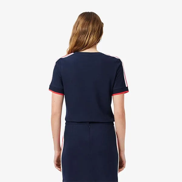 Áo Thun Nữ Lacoste Women's Made In France Textured Piqué T-Shirt TF9630 51 166 Màu Xanh Navy Size 34