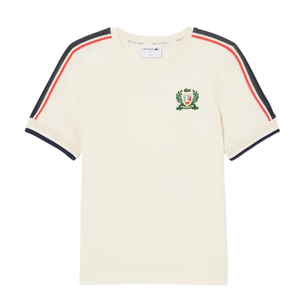 Áo Thun Nữ Lacoste Women's Made In France Textured Piqué T-Shirt TF9630 51 XFJ Màu Be Size 34