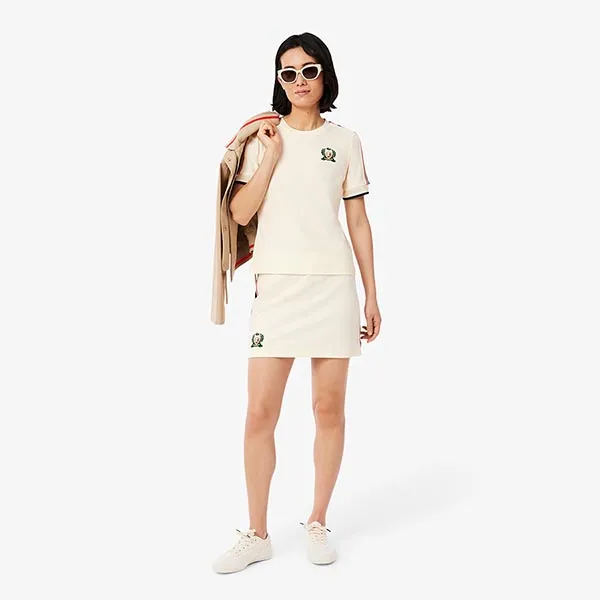 Áo Thun Nữ Lacoste Women's Made In France Textured Piqué T-Shirt TF9630 51 XFJ Màu Be Size 34